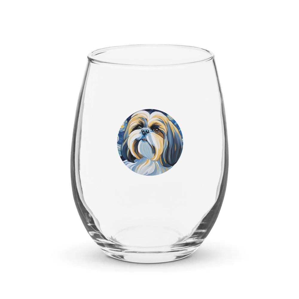 PugMug Custom Shih Tzu Stemless Wine Glass
