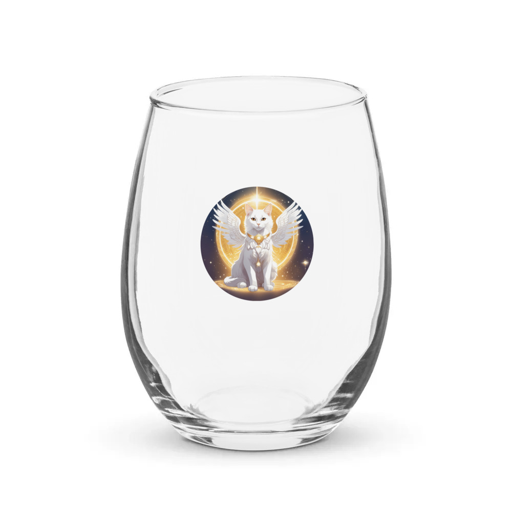 PugMug Custom White Companion Cat Stemless Wine Glass