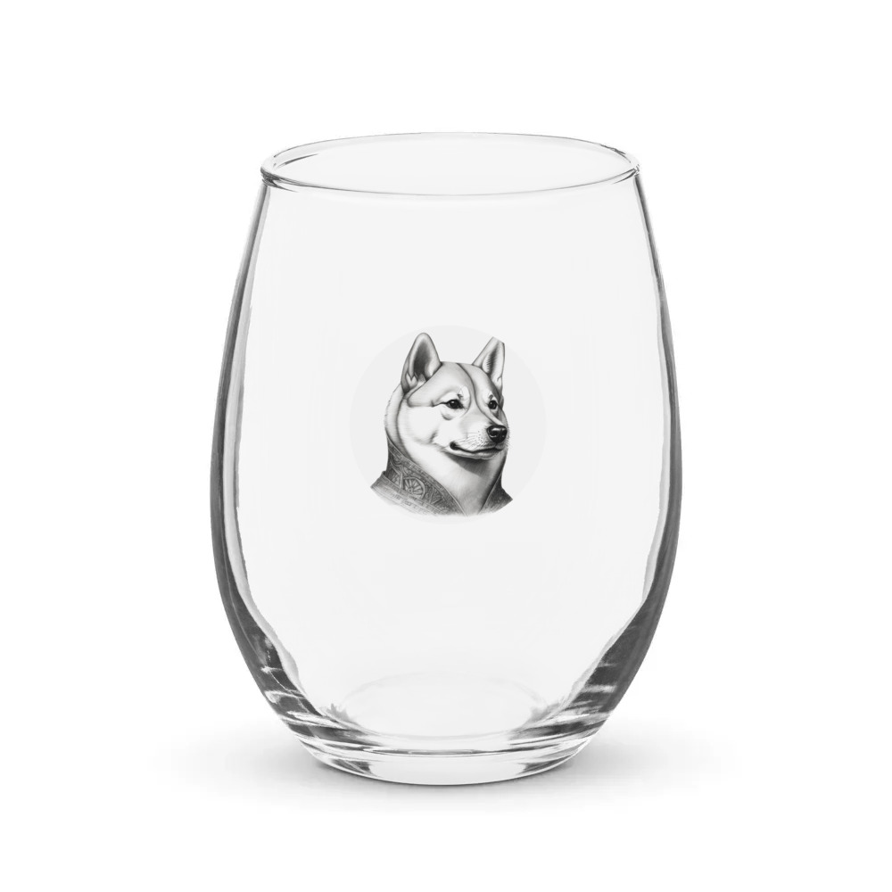 PugMug Custom Shiba Inu Stemless Wine Glass