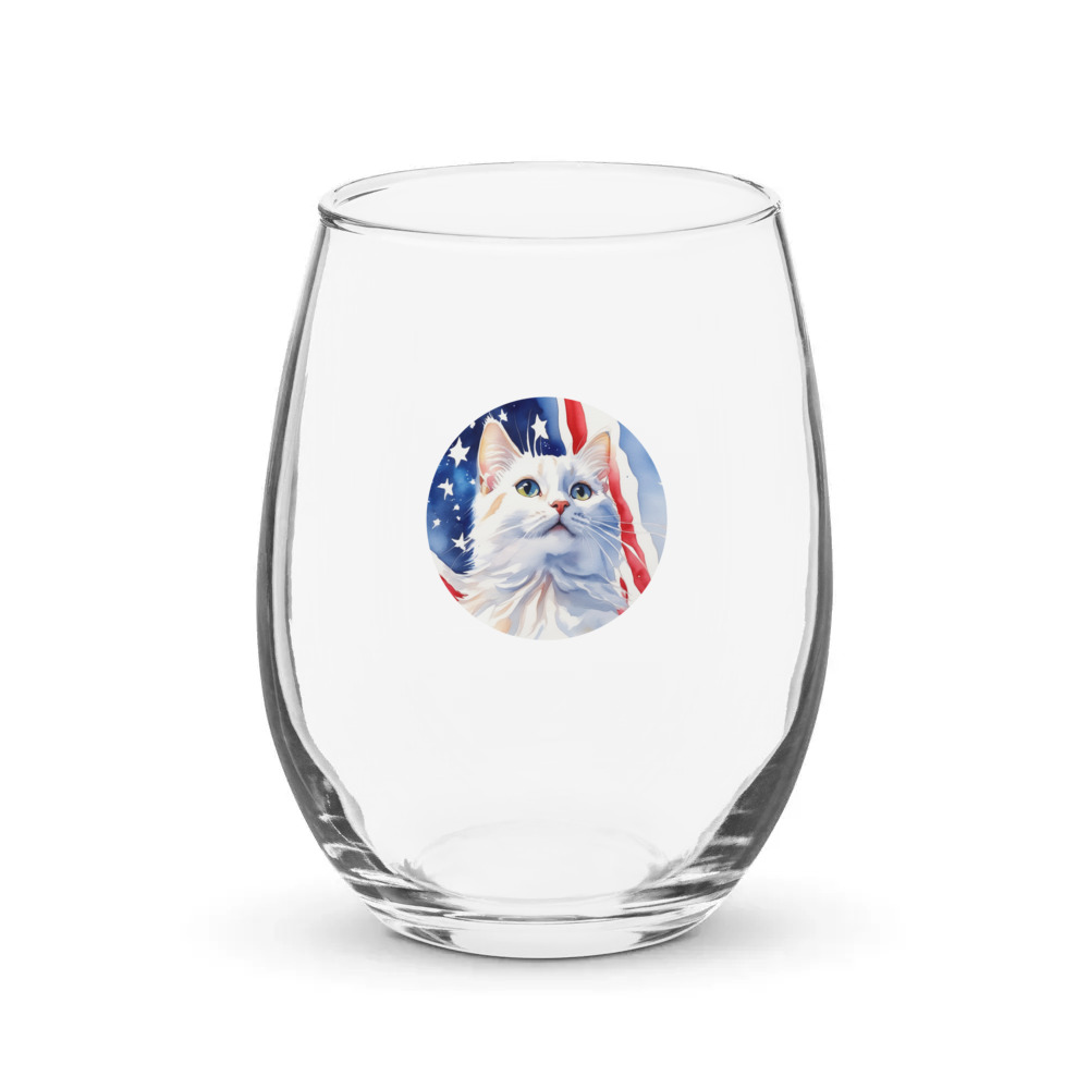 PugMug Custom White Companion Cat Stemless Wine Glass