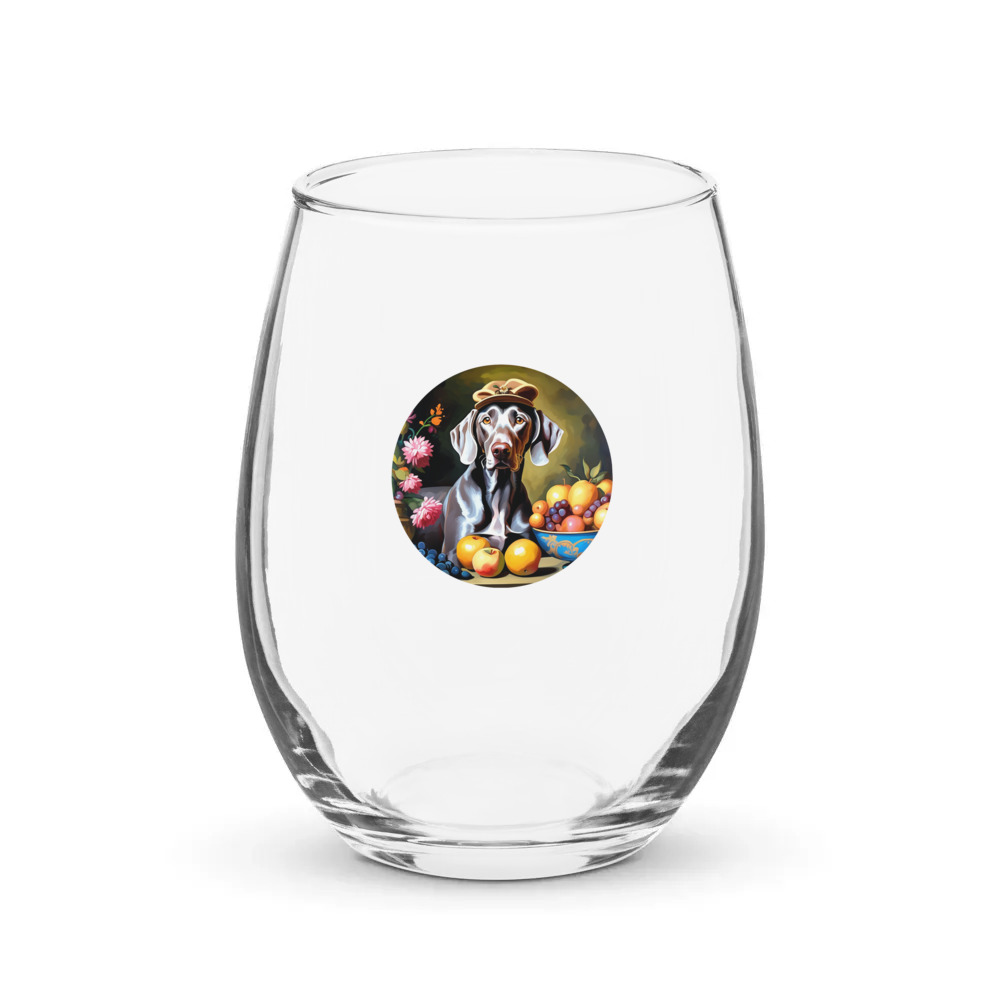 PugMug Custom Weimaraner Stemless Wine Glass