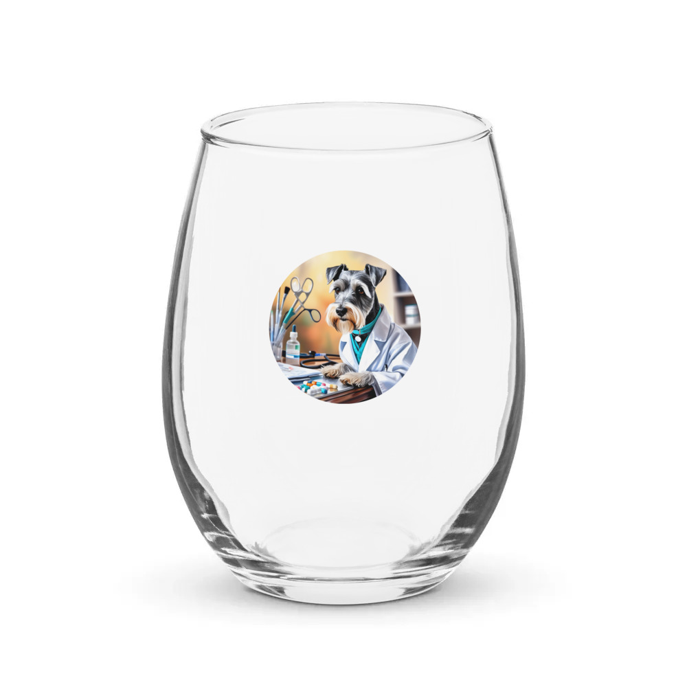 PugMug Custom Miniature Schnauzer Stemless Wine Glass