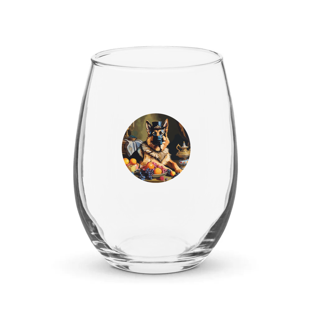 PugMug Custom German Shepherd Dog Stemless Wine Glass