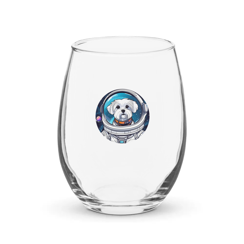 PugMug Custom Maltese Dog Stemless Wine Glass