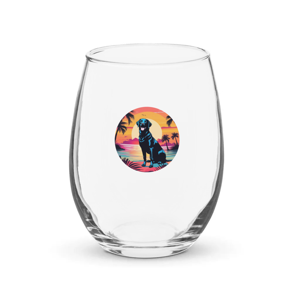 PugMug Custom Black Labrador Retriever Stemless Wine Glass