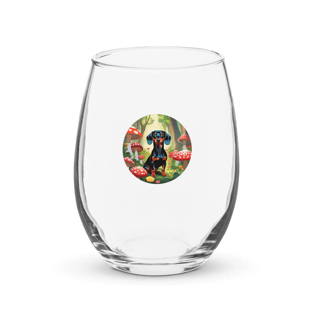 PugMug Custom Black Dachshund Stemless Wine Glass