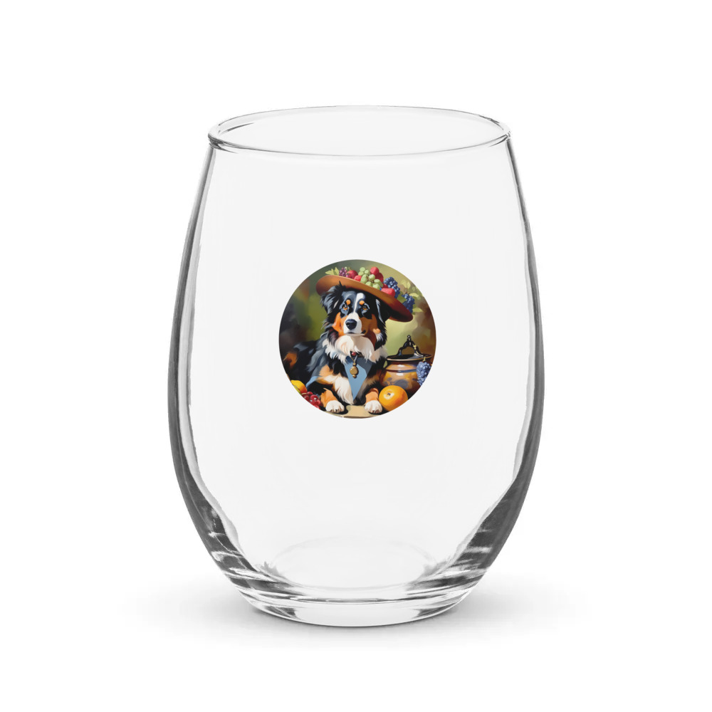 PugMug Custom Miniature American Shepherd Stemless Wine Glass