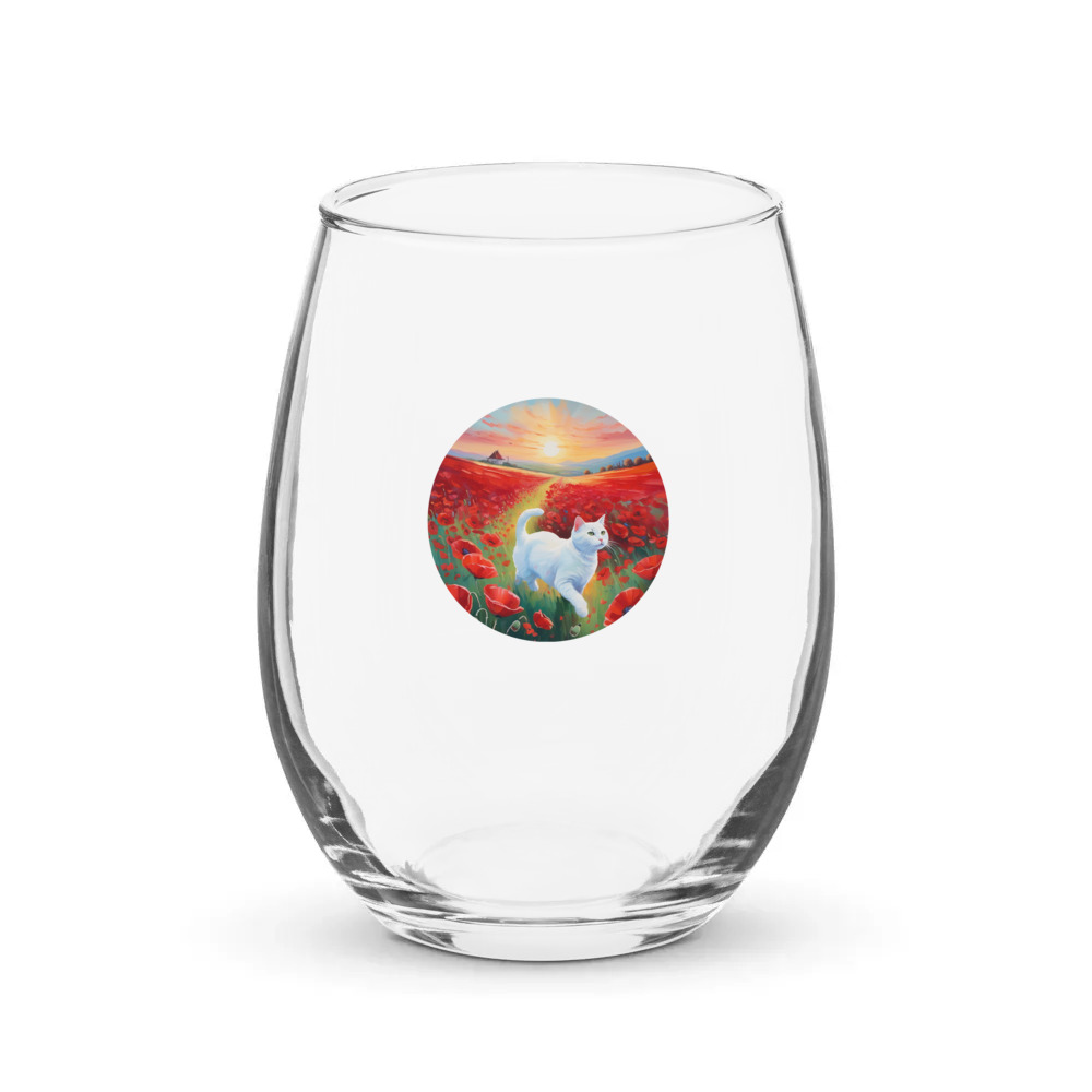 PugMug Custom White Companion Cat Stemless Wine Glass