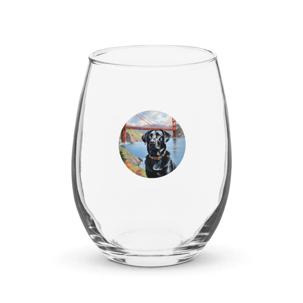 PugMug Custom Black Labrador Retriever Stemless Wine Glass