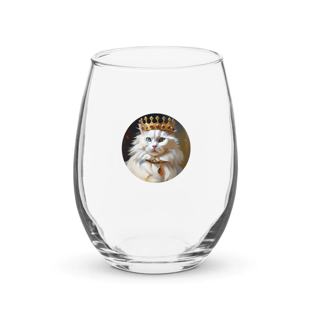 PugMug Custom White Companion Cat Stemless Wine Glass