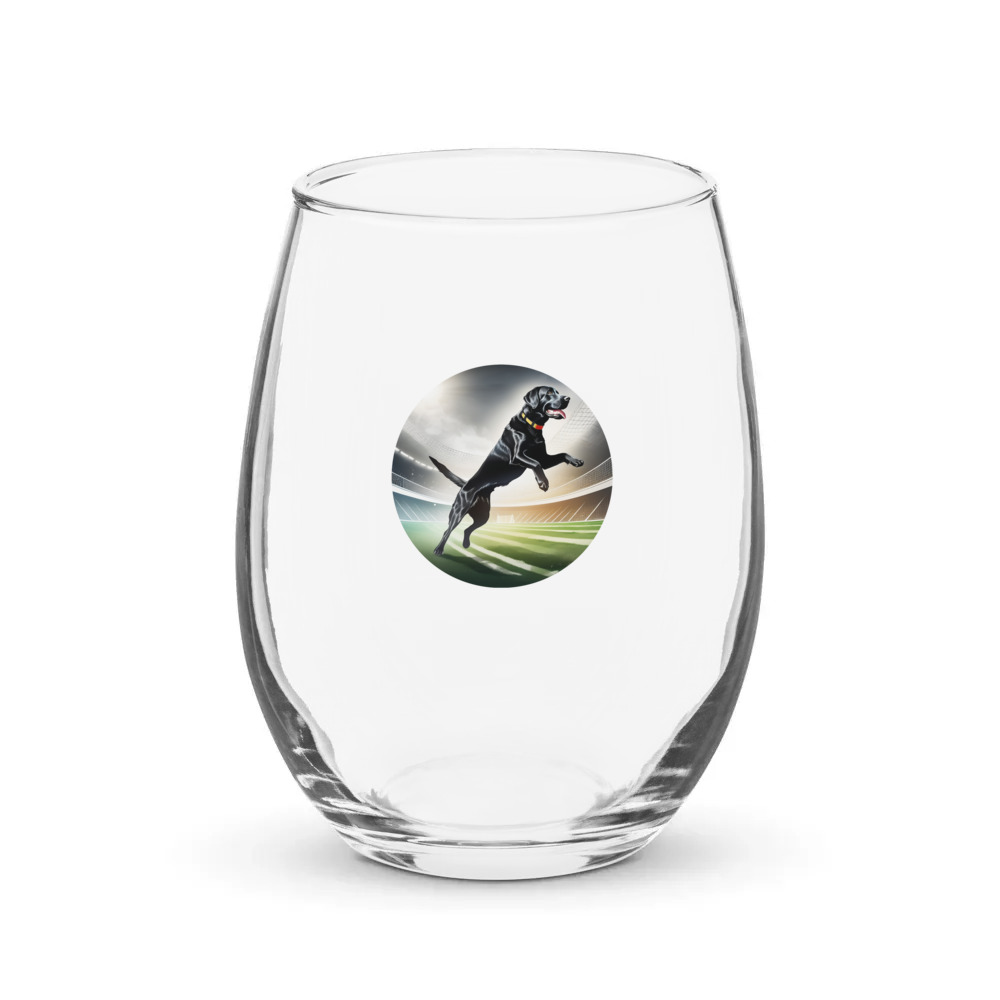PugMug Custom Black Labrador Retriever Stemless Wine Glass