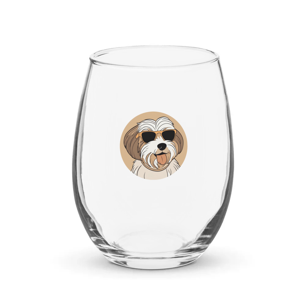 PugMug Custom Tan Havanese Dog Stemless Wine Glass