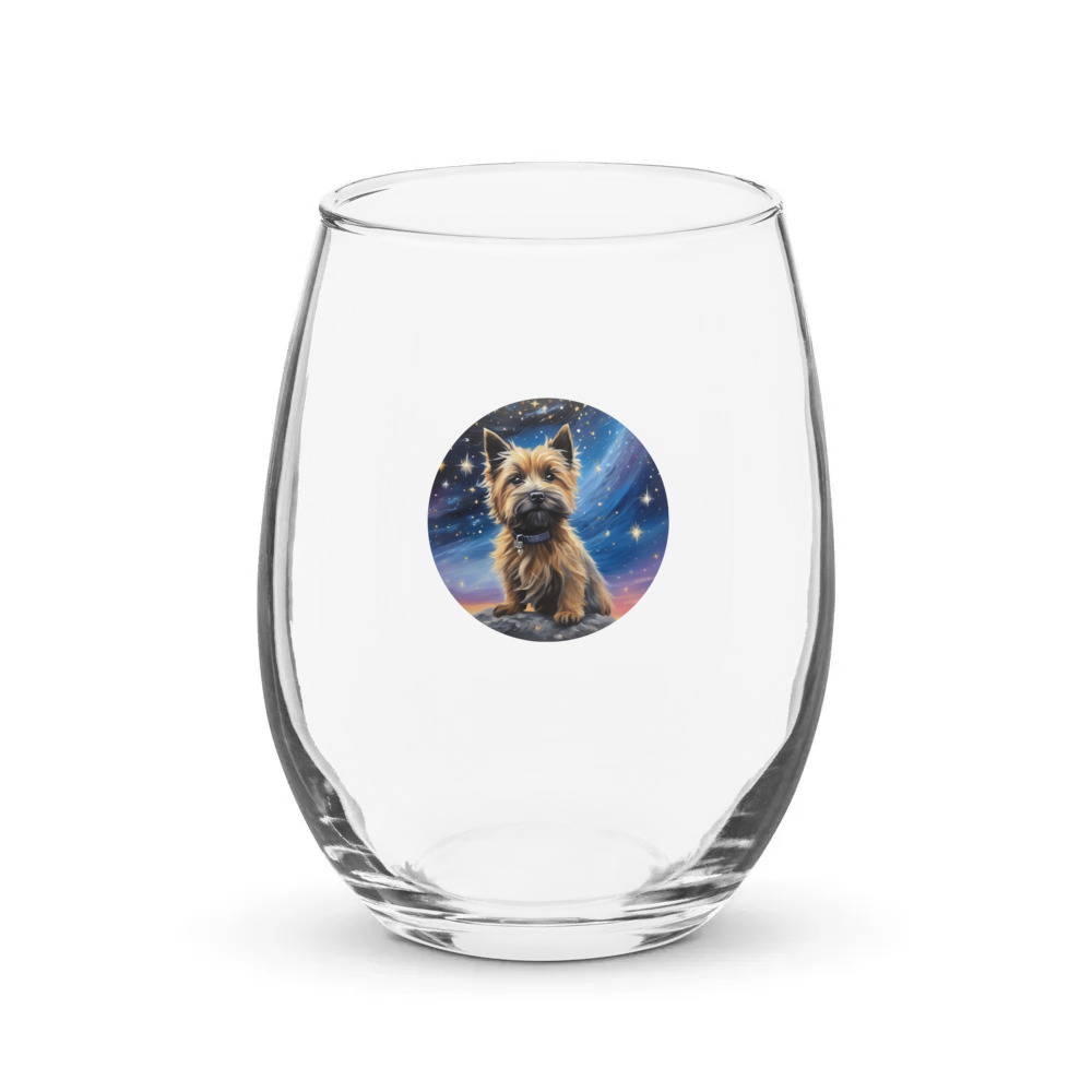 PugMug Custom Cairn Terrier Stemless Wine Glass