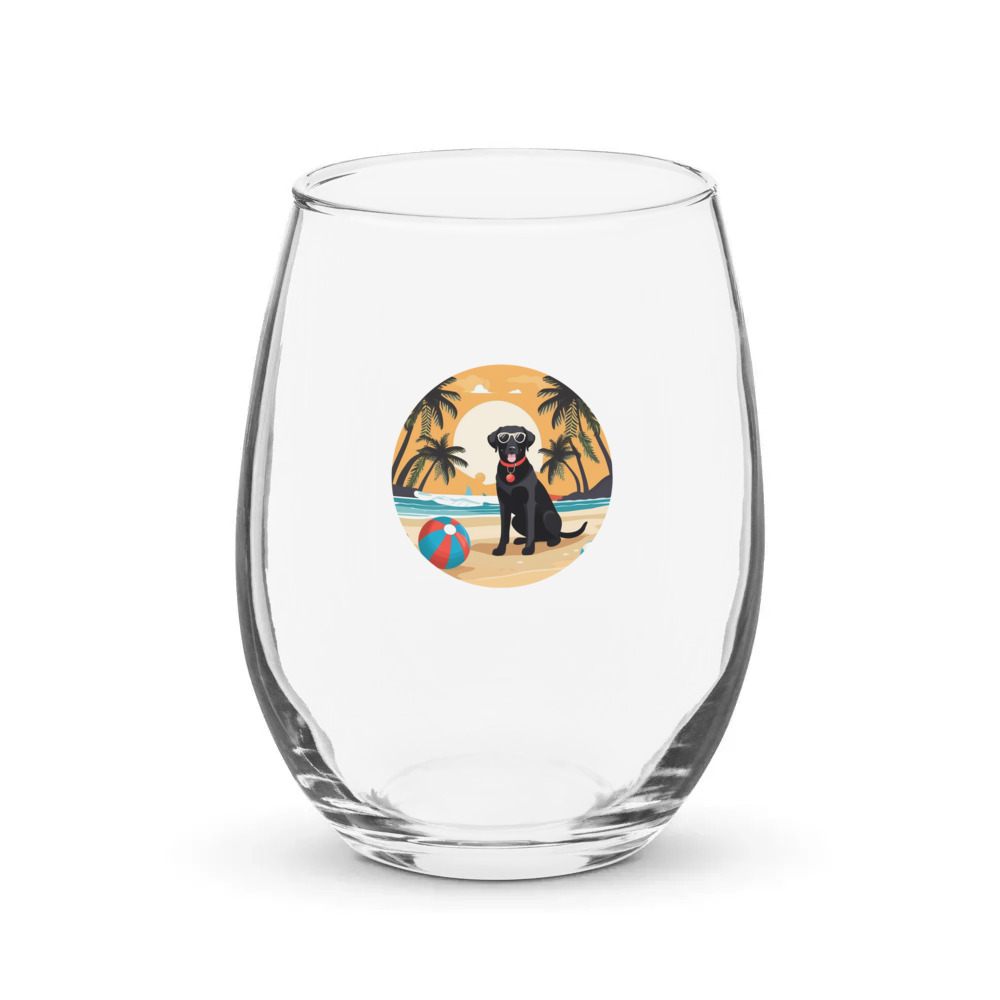 PugMug Custom Black Labrador Retriever Stemless Wine Glass