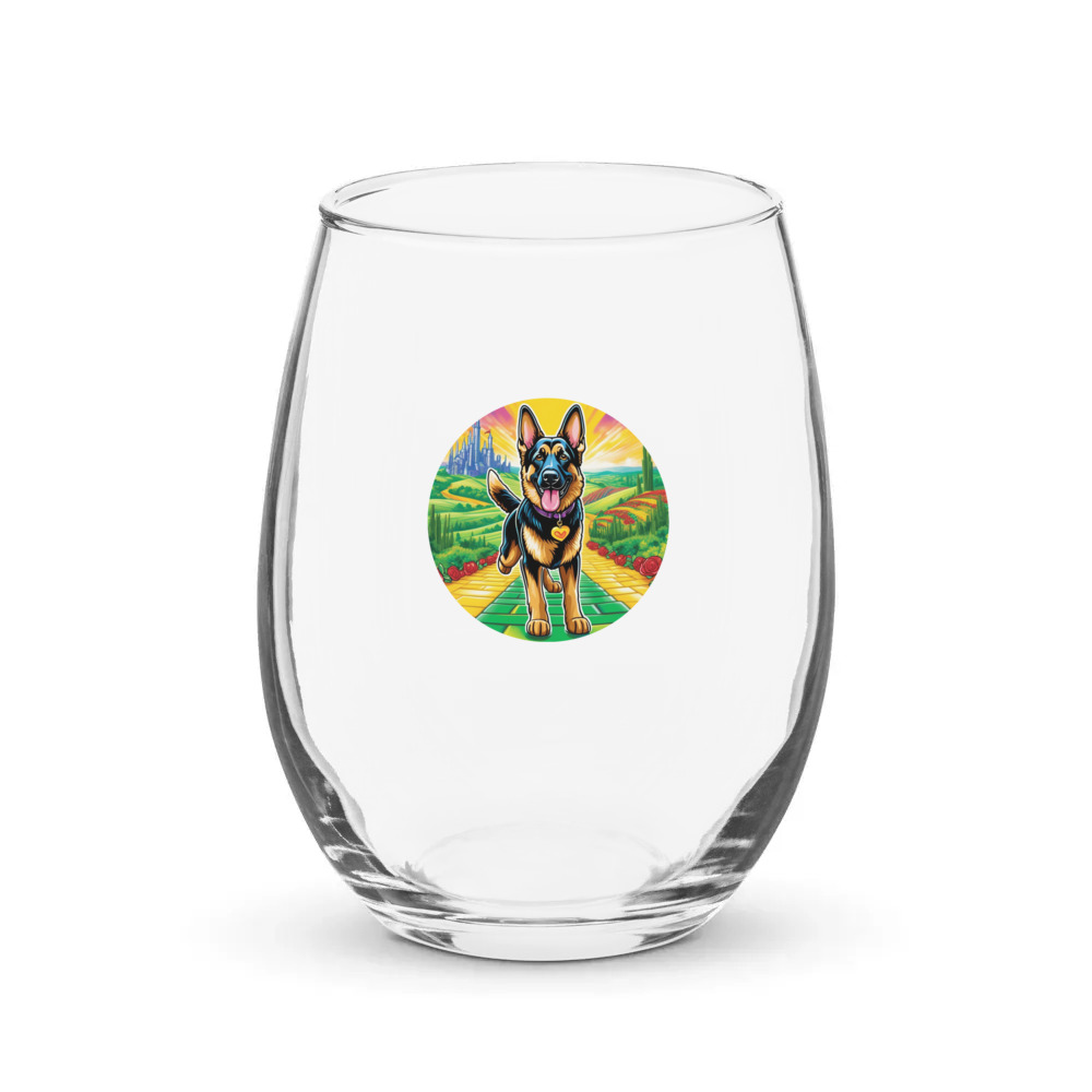 PugMug Custom German Shepherd Dog Stemless Wine Glass