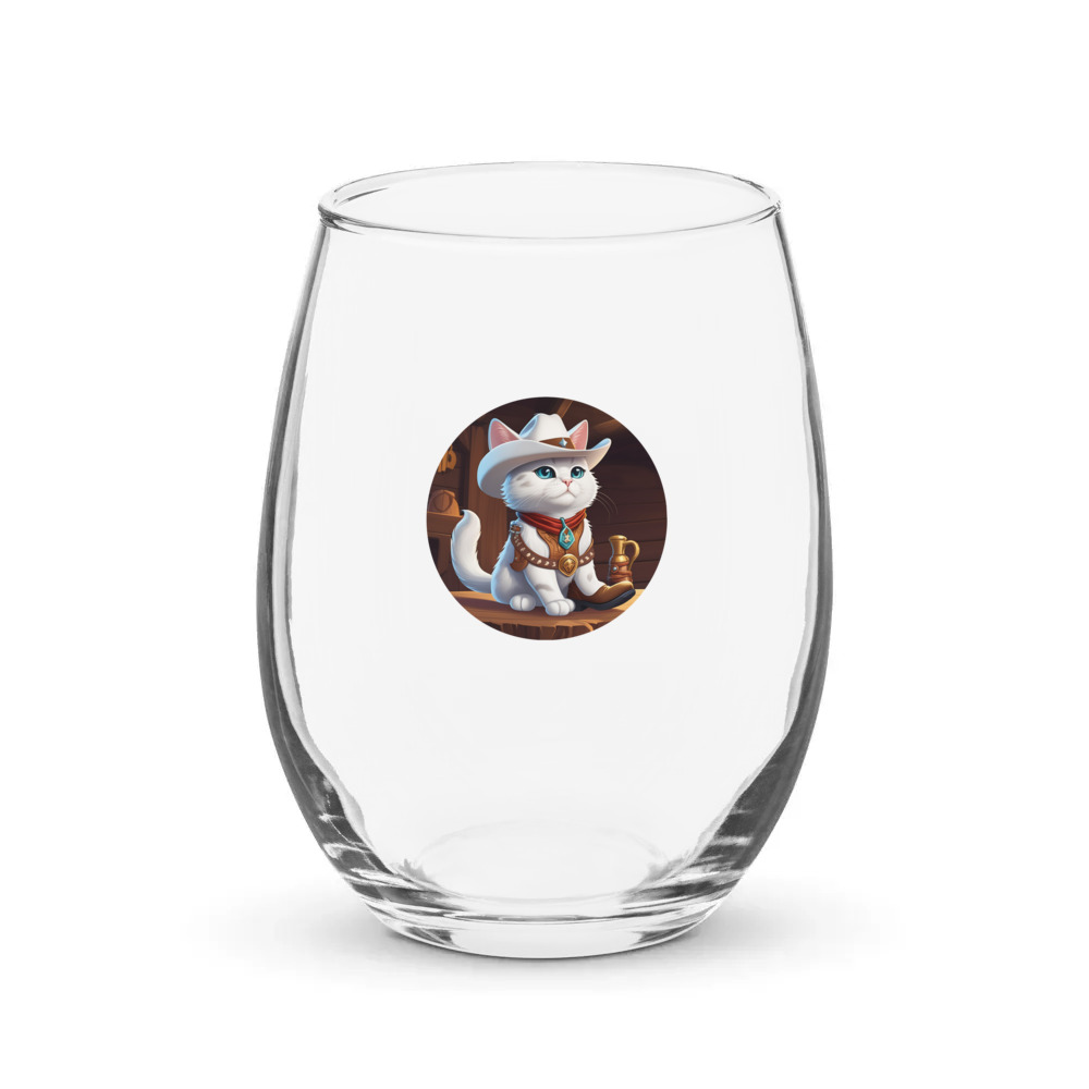 PugMug Custom White Exotic Cat Stemless Wine Glass