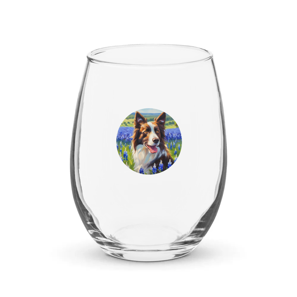 PugMug Custom Border Collie Stemless Wine Glass