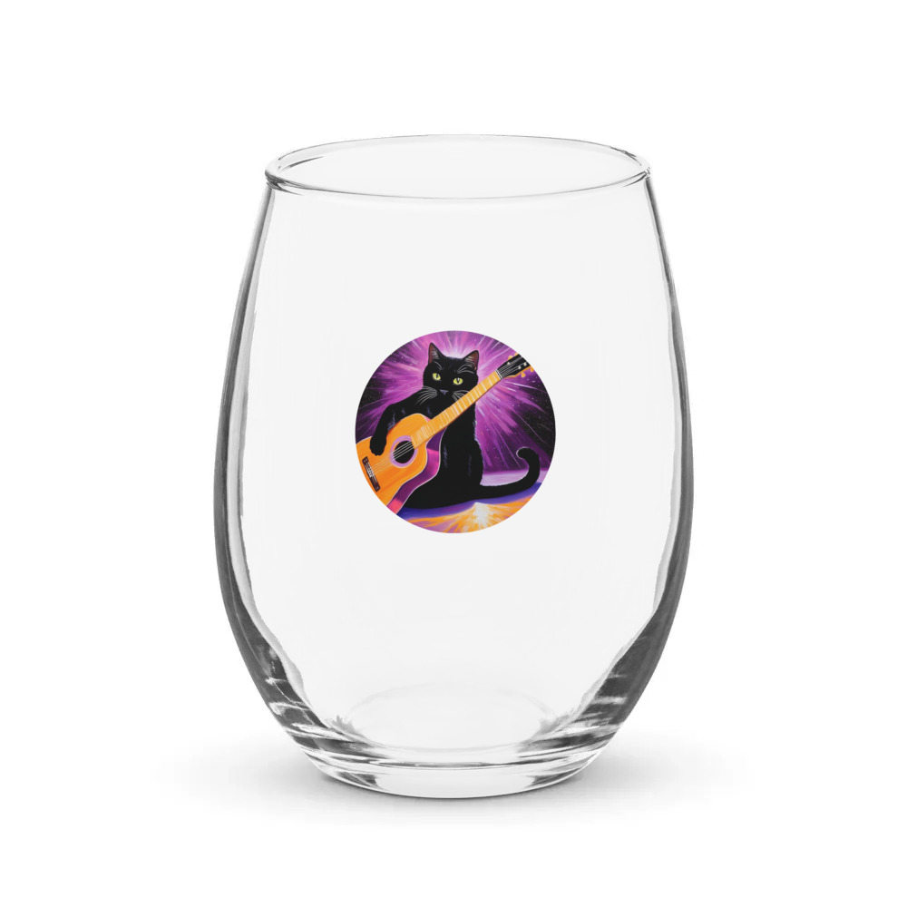 PugMug Custom Black Companion Cat Stemless Wine Glass