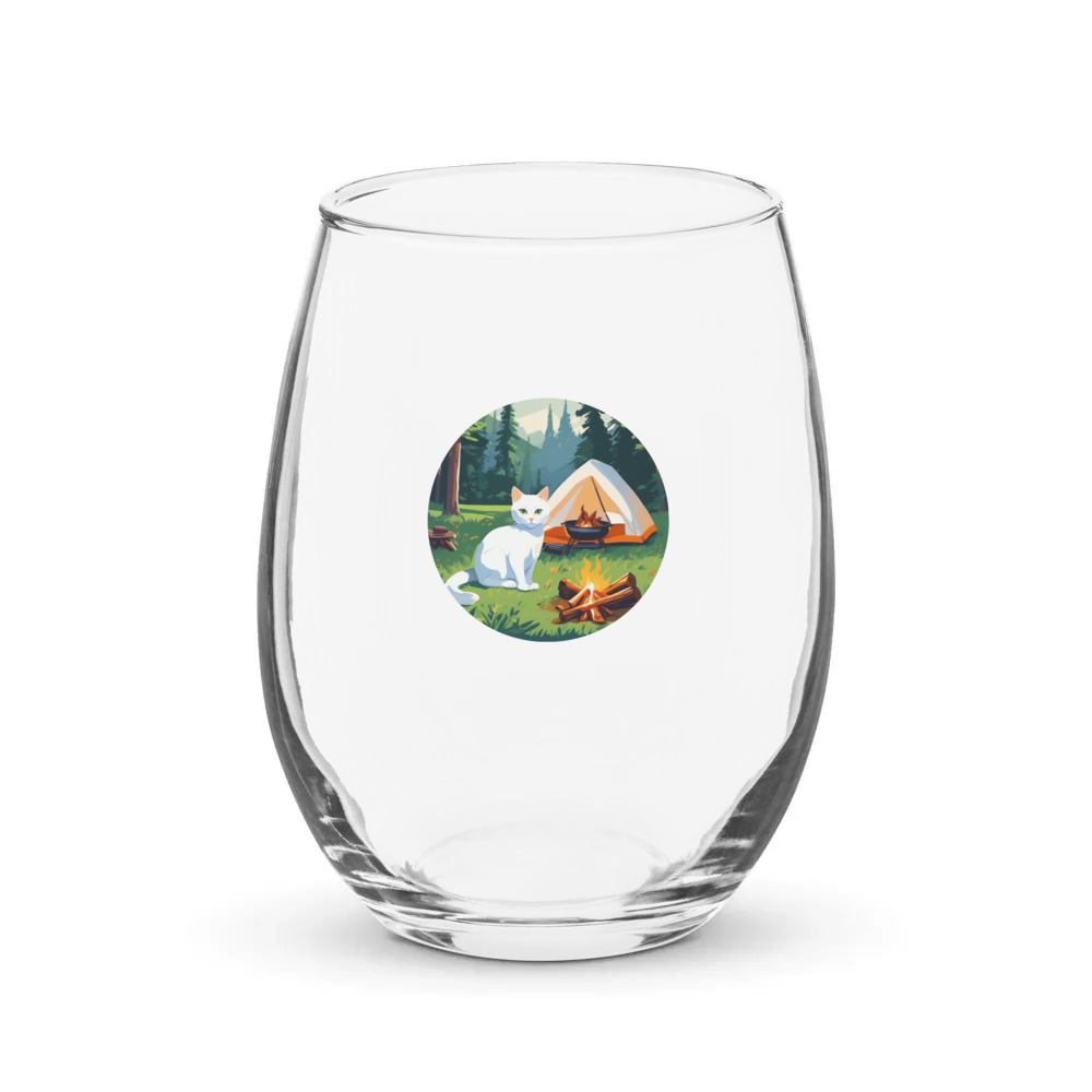 PugMug Custom White Companion Cat Stemless Wine Glass