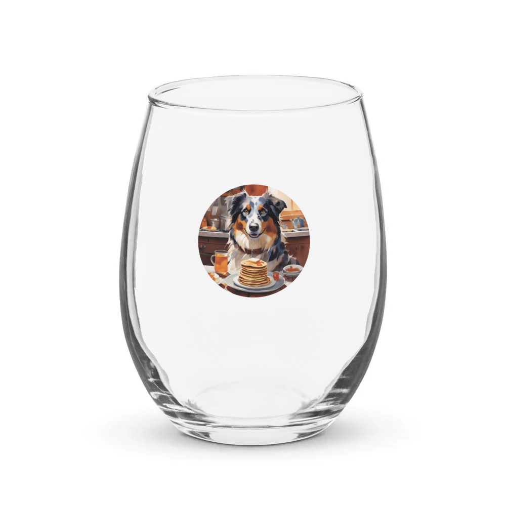 PugMug Custom Australian Shepherd Dog Stemless Wine Glass