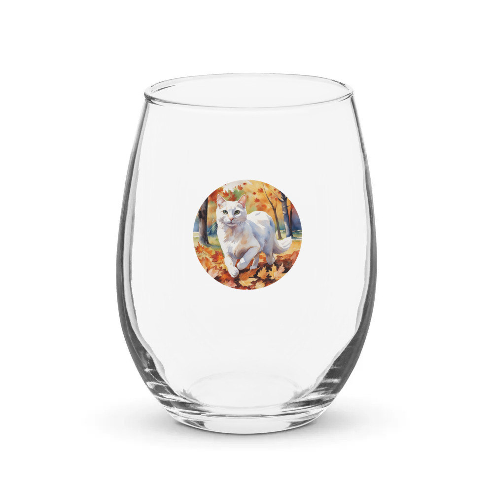 PugMug Custom White Companion Cat Stemless Wine Glass