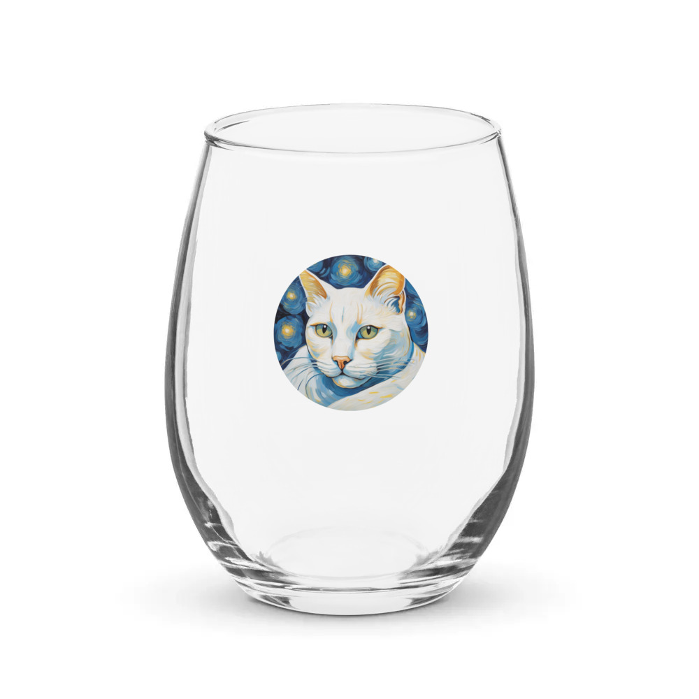 PugMug Custom White Exotic Cat Stemless Wine Glass