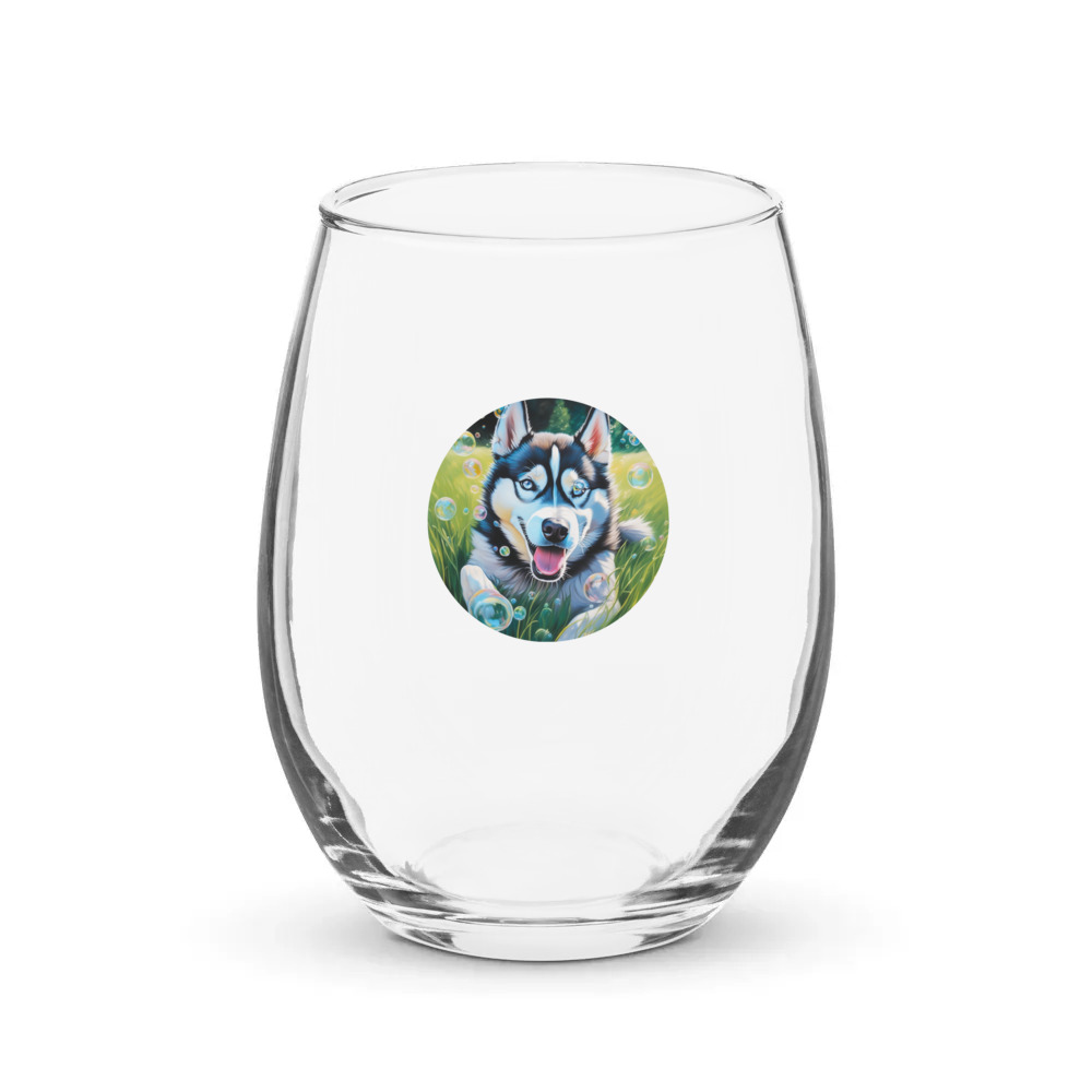PugMug Custom Siberian Husky Stemless Wine Glass