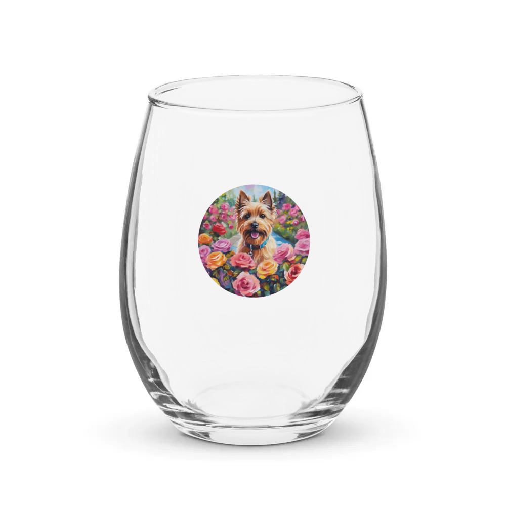 PugMug Custom Cairn Terrier Stemless Wine Glass
