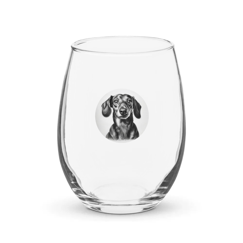 PugMug Custom Black Dachshund Stemless Wine Glass