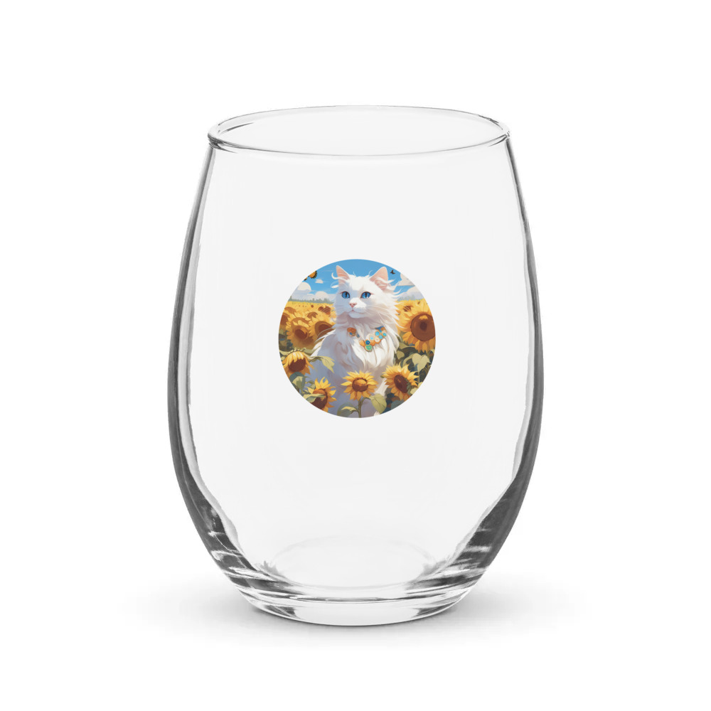 PugMug Custom White Ragdoll Cat Stemless Wine Glass