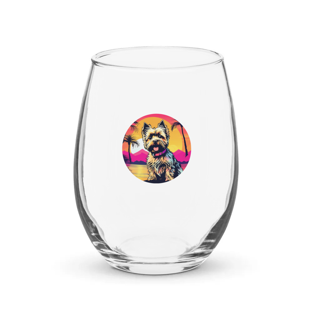 PugMug Custom Cairn Terrier Stemless Wine Glass