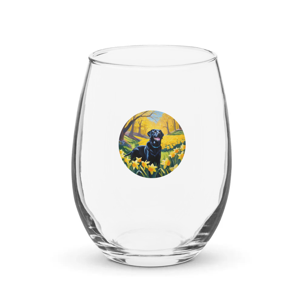 PugMug Custom Black Labrador Retriever Stemless Wine Glass