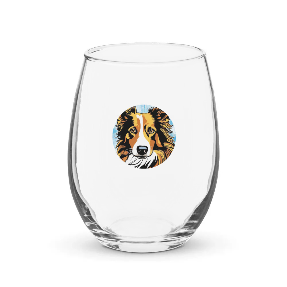 PugMug Custom Border Collie Stemless Wine Glass