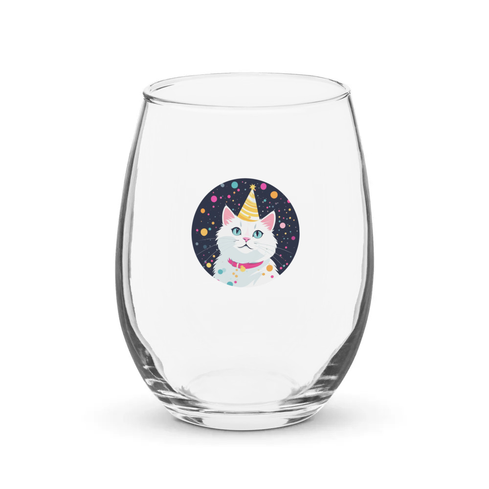PugMug Custom White Companion Cat Stemless Wine Glass