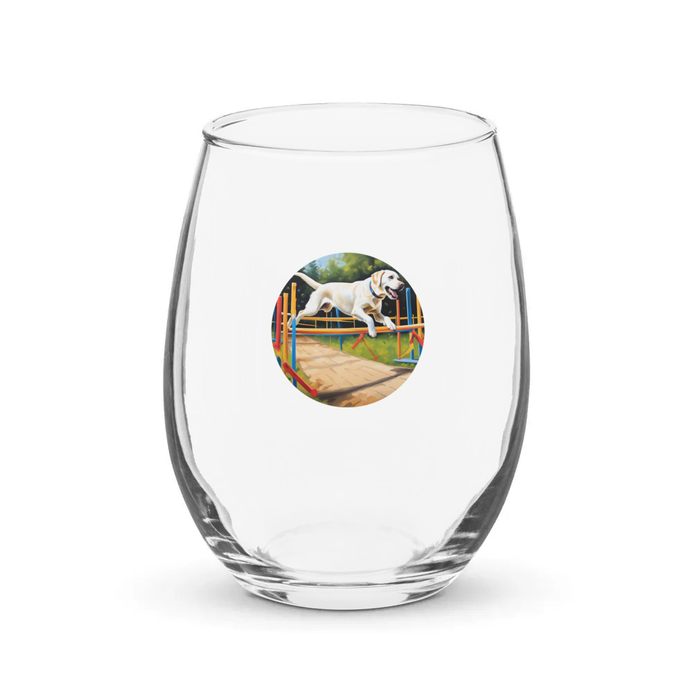 PugMug Custom White Labrador Retriever Stemless Wine Glass