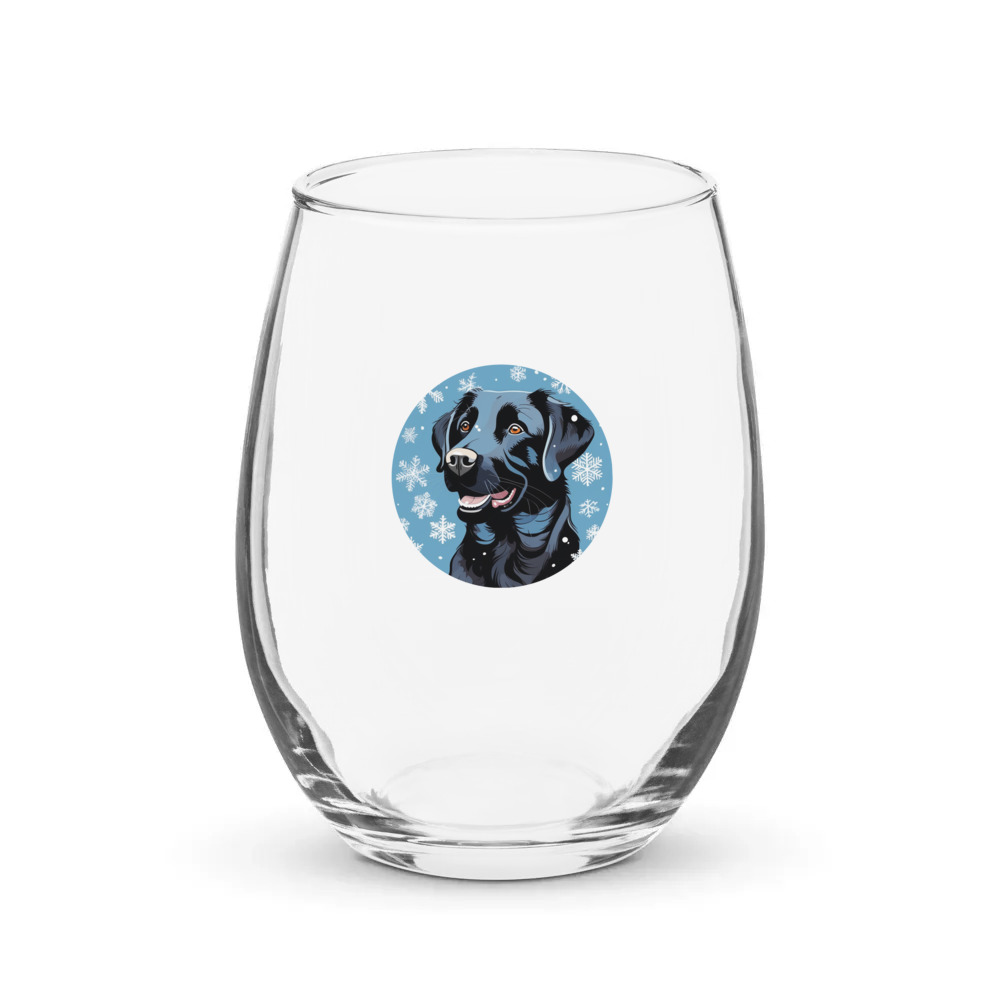 PugMug Custom Black Labrador Retriever Stemless Wine Glass
