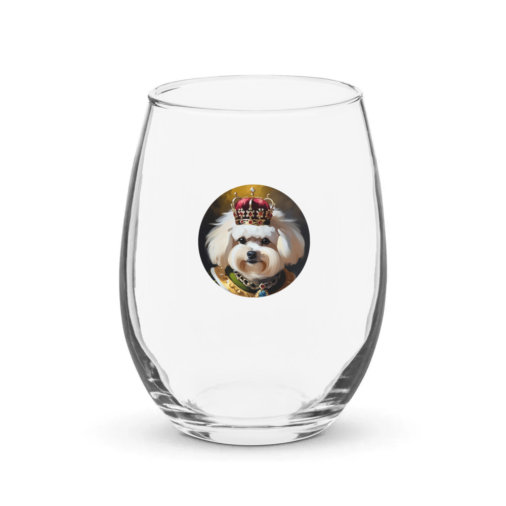 PugMug Custom Bichons Frise Stemless Wine Glass