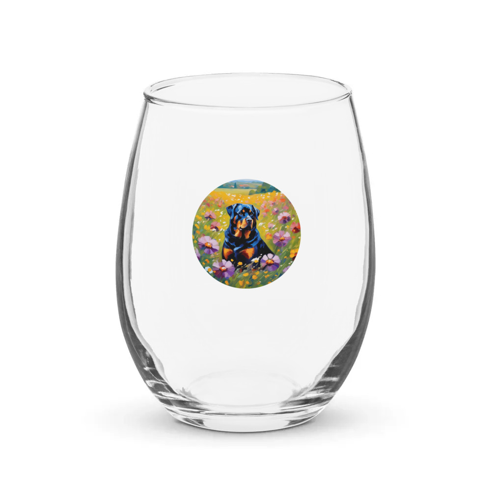PugMug Custom Rottweiler Stemless Wine Glass