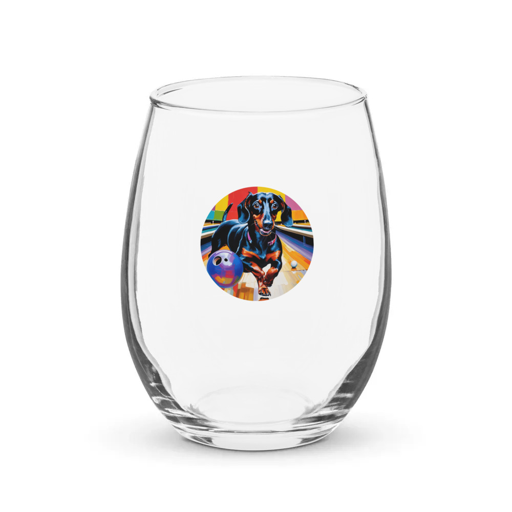 PugMug Custom Black Dachshund Stemless Wine Glass