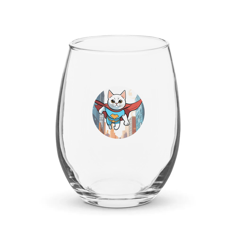 PugMug Custom White Companion Cat Stemless Wine Glass