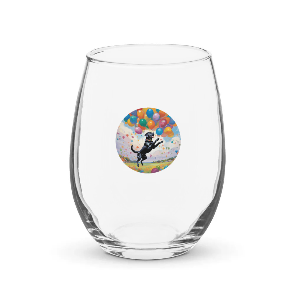 PugMug Custom Black Labrador Retriever Stemless Wine Glass