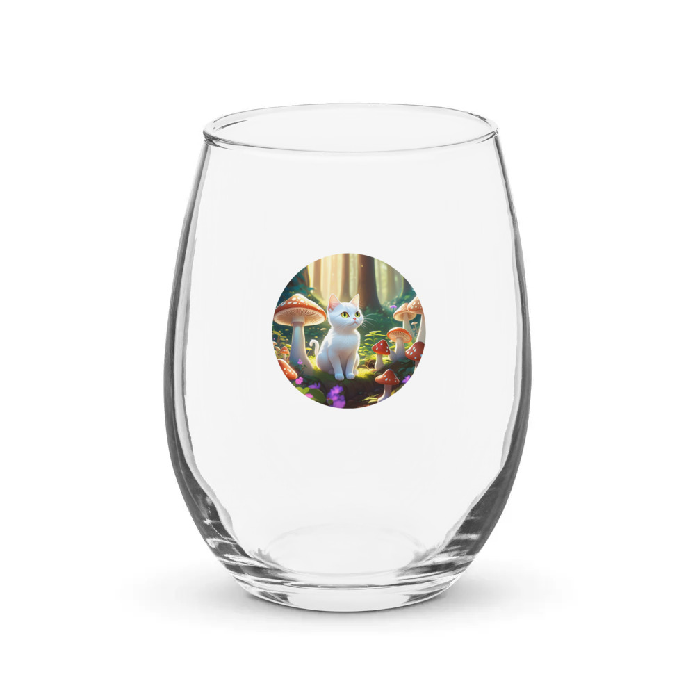 PugMug Custom White Companion Cat Stemless Wine Glass