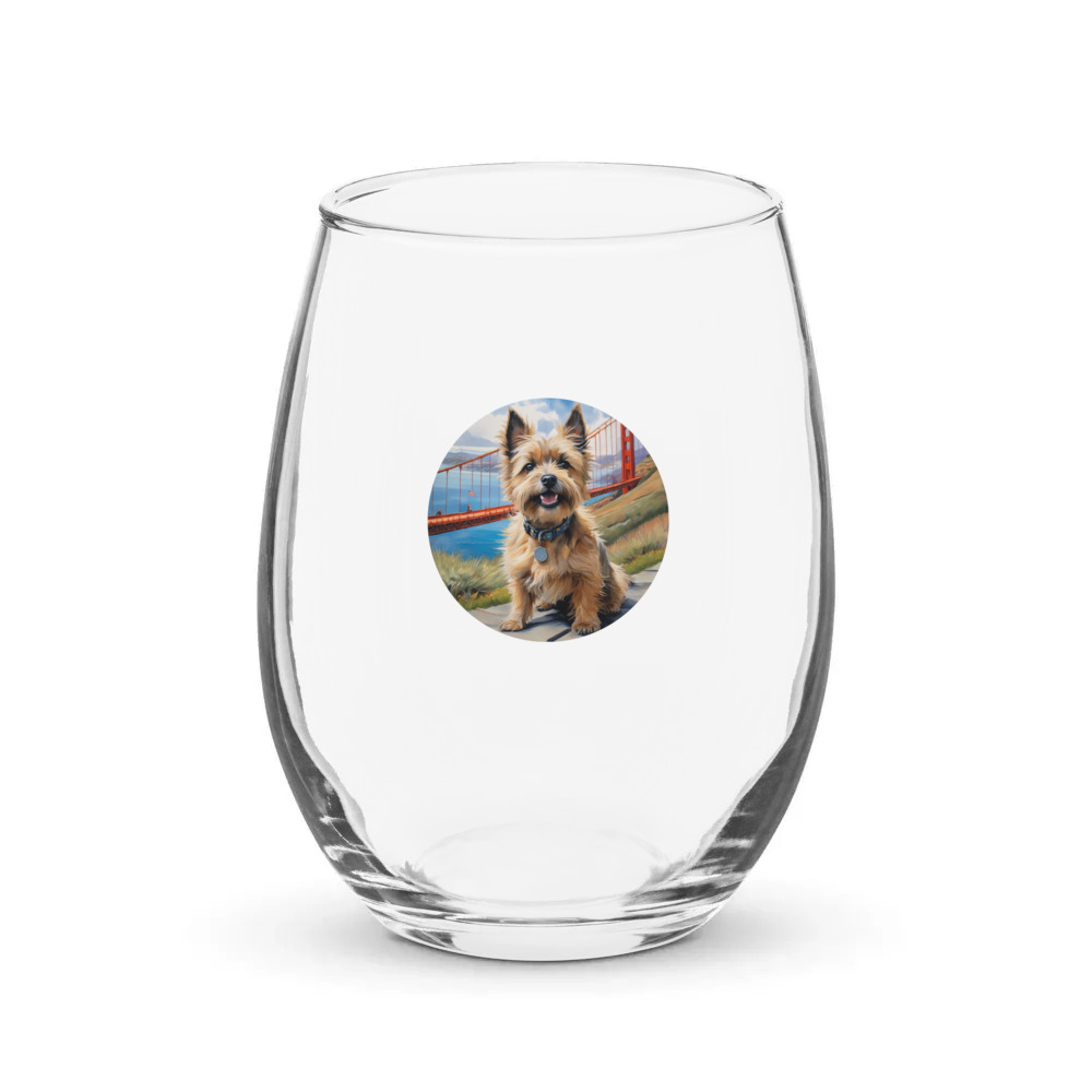 PugMug Custom Cairn Terrier Stemless Wine Glass