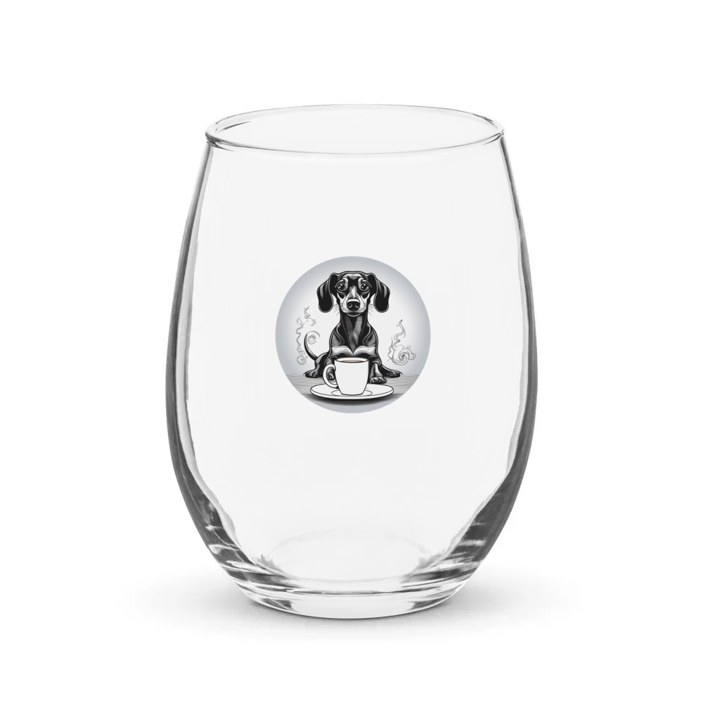 PugMug Custom Black Dachshund Stemless Wine Glass