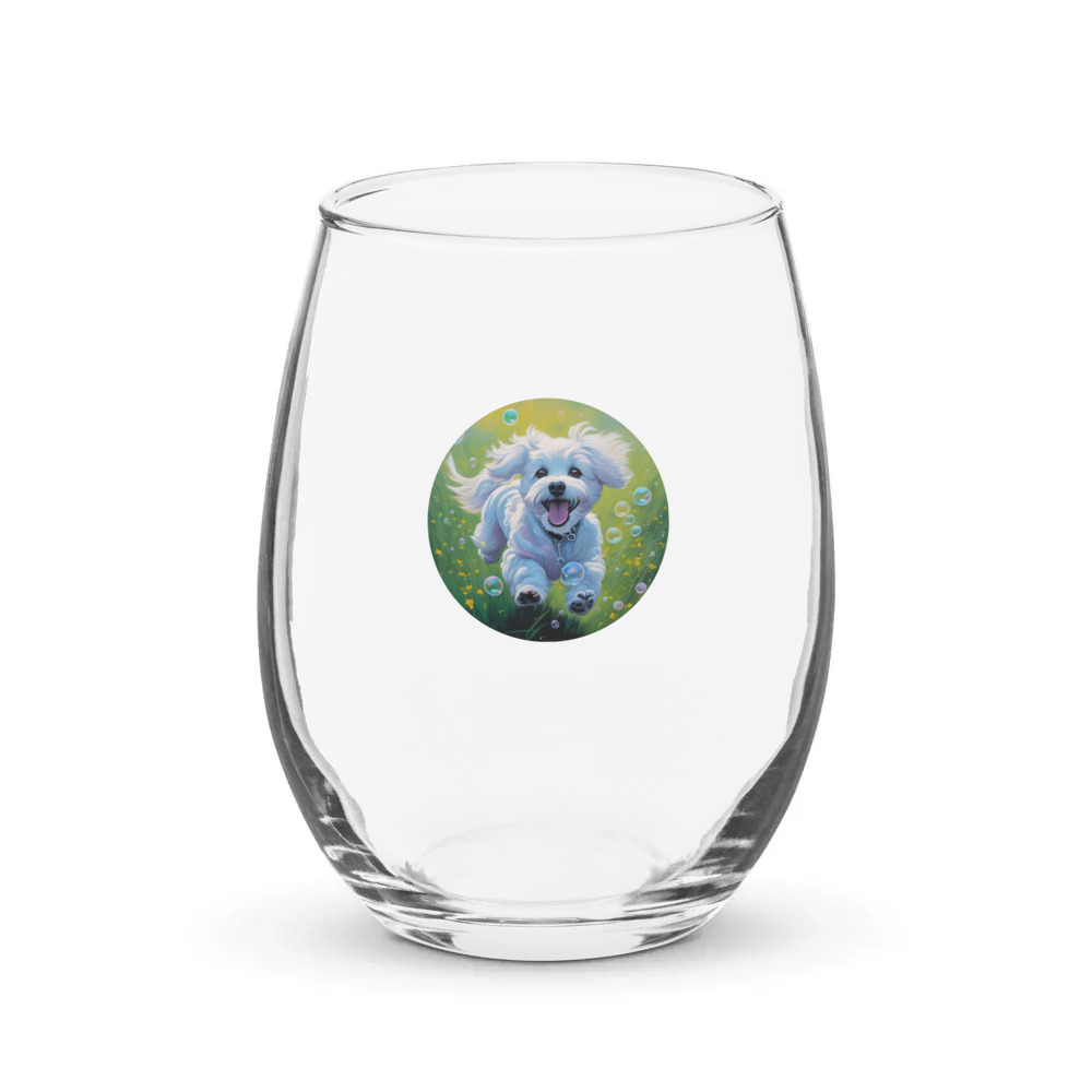 PugMug Custom Bichons Frise Stemless Wine Glass