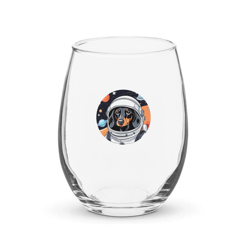 PugMug Custom Black Dachshund Stemless Wine Glass