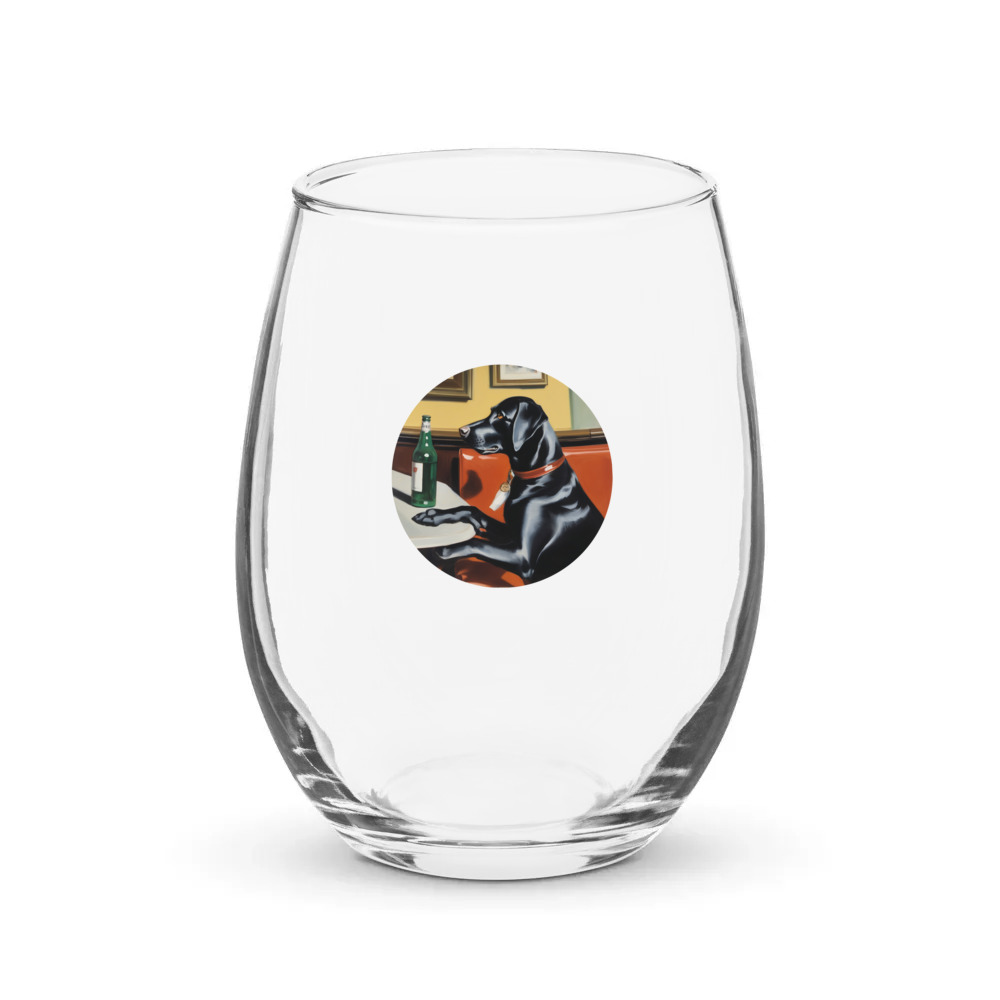PugMug Custom Black Labrador Retriever Stemless Wine Glass