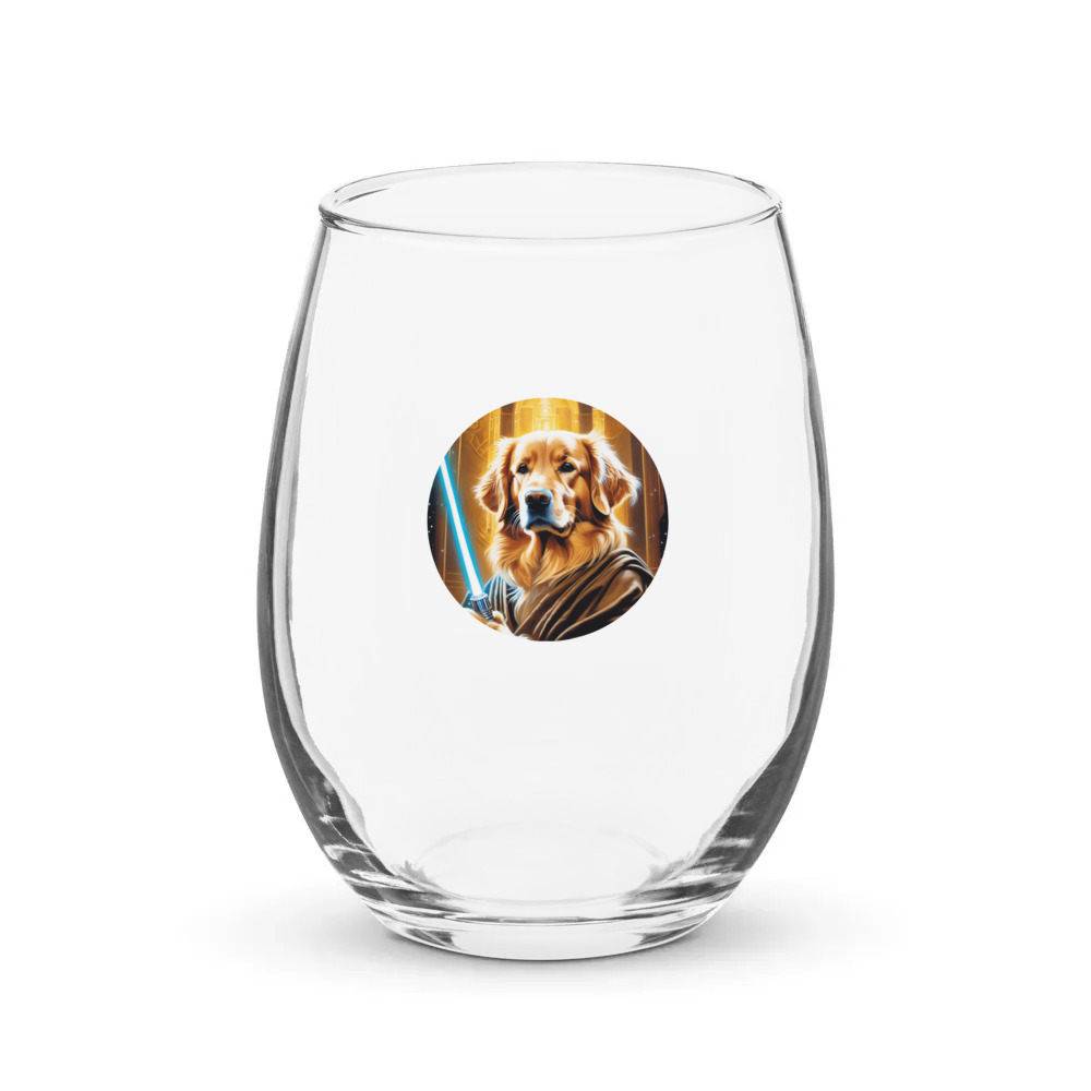 PugMug Custom Golden Retriever Stemless Wine Glass