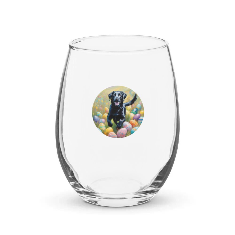 PugMug Custom Black Labrador Retriever Stemless Wine Glass