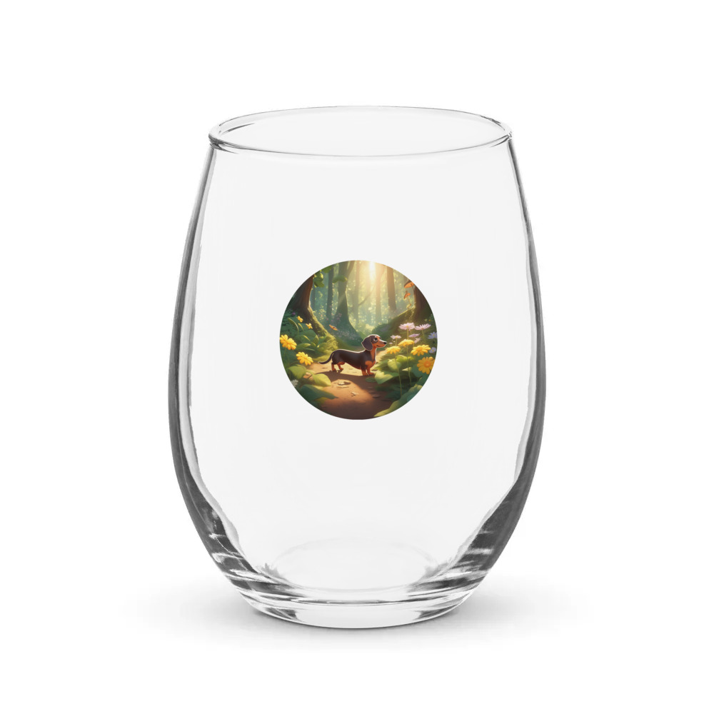 PugMug Custom Tan Dachshund Stemless Wine Glass